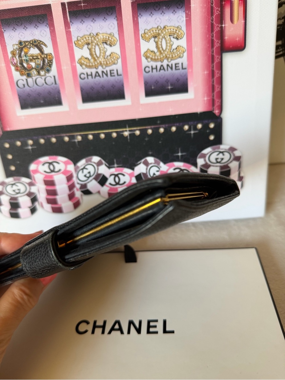 CHANEL Vintage Black Leather CC Logo Long Wallet - Picture 7 of 14